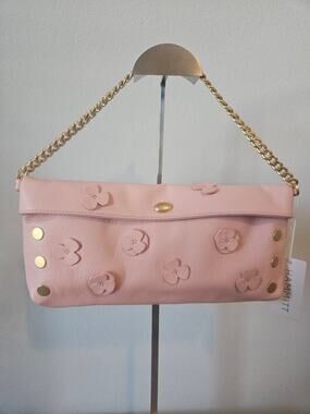 Hammitt Invitation Clutch Flamingo Flora colorway with Brushed GHW